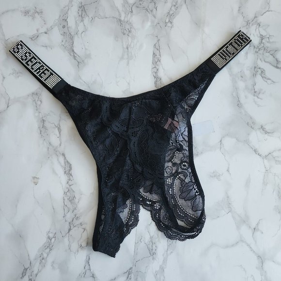 Victoria's secret very sexy shine strap bombshell Brazilian crotchless panty - Picture 7 of 9